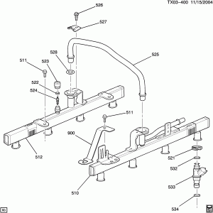 FUEL INJECTOR RAIL (LH6/5.3M)