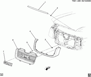 GRILLE/RADIATOR (G.M.C. Z88, EXC HEADLAMP WASHER CE4, DENALI Y91)