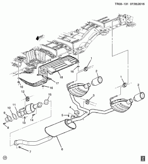 EXHAUST SYSTEM PART 2 REAR (CHEVROLET X88, DUAL TAILPIPES NEA)