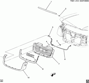 GRILLE/RADIATOR (G.M.C. Z88, HEADLAMP WASHER CE4)
