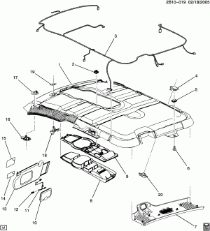 ROOF HEADLINER (UP-LEVEL TRIM B20, SUNROOF CF5)