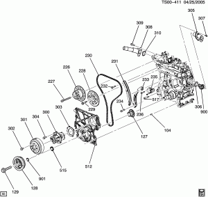 ENGINE ASM-4.2L L6 PART 3 COOLING RELATED, FRONT END DRIVE (LL8/4.2S)