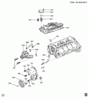 ENGINE ASM-5.0/5.7L V8 PART 3 FRONT COVER & COOLING RELATED PARTS (L30/5.0M,L31/5.7R)