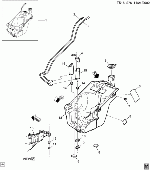 CONTAINER/WINDSHIELD WASHER (LM4/5.3P,  EXC DRIVER INFO CENTER U68, HEADLAMP WASHER CE4)
