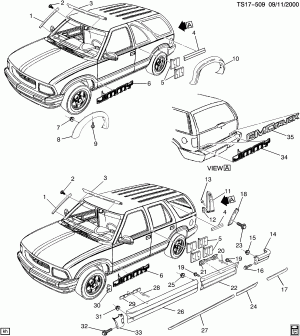 MOLDINGS & DECALS (G.M.C. Z88)