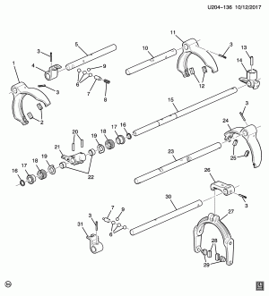 6-SPEED MANUAL TRANSMISSION PART 6 (N8D) SHIFT FORKS AND SHAFTS