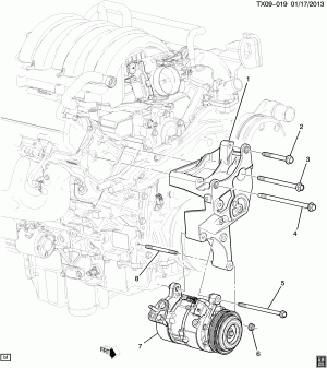 КРЕПЛЕНИЕ КОМПРЕССОРА КОНДИЦИОНЕРА (L83/5.3C,L86/6.2J)
