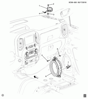 АУДИОСИСТЕМА/ПЕРЕДНЯЯ (CHEVROLET X88,G.M.C. Z88, СТАНДАРТНЫЙ ДИНАМИК UQF)