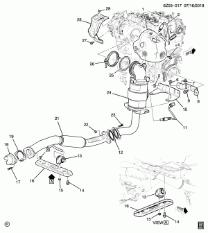 ВЫПУСКНАЯ СИСТЕМА/ПЕРЕДНЯЯ ЧАСТЬ (LSY/2.0-4, ЗА ИСКЛЮЧЕНИЕМ ПОЛНОГО ПРИВОДА F48)