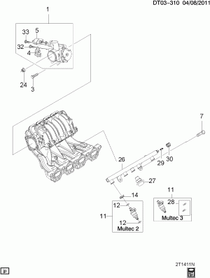 FUEL INJECTOR RAIL & THROTTLE BODY (LXT/1.6F)