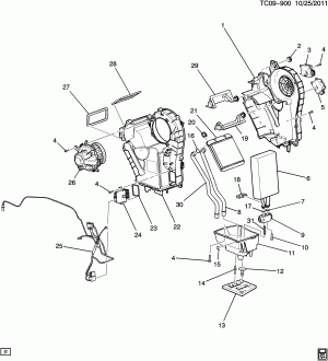 AUXILIARY A/C EVAPORATOR & BLOWER & HEATER ASM (C69)