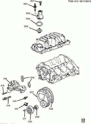 ENGINE ASM-4.3L V6 PART 3 FRONT COVER & COOLING RELATED PARTS (SYCLONE ZR9)