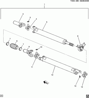 PROP SHAFT (TWO PIECE) (6L90 AUTOMATIC MYD)