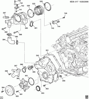 ENGINE ASM-4.6L V8 PART 3 FRONT COVER & COOLING (LH2/4.6A)