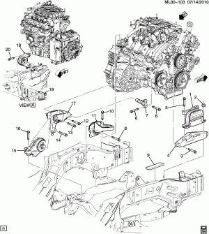 ENGINE & TRANSMISSION MOUNTING (LFX/3.6-3, AUTOMATIC M7W)