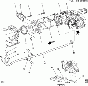 TRANSFER CASE & VENT TUBE W/RELATED PARTS