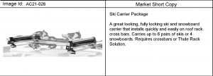 CARRIER PKG/SKI (ROOF MOUNTED)