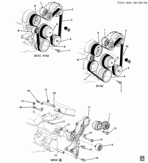 PULLEYS & BELTS-ACCESSORY DRIVE(LB4/4.3Z,L03/5.0H,L05/5.7K, W/A/C C60)