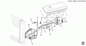 ENGINE OIL COOLER LINES (L19/7.4N, EXC H.D. COOLING 5A5,5A6)
