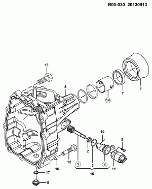 SPEEDOMETER DRIVEN GEAR & CASE COVER (B15)(L3C,M4N)