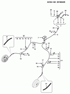 PARKING BRAKE SYSTEM EXCLUDE CALLOUT 7,17