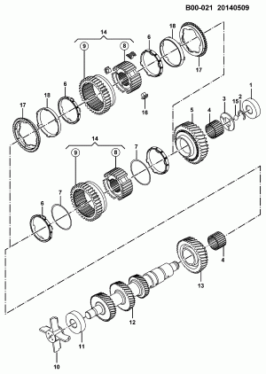 5-SPEED MANUAL TRANSMISSION MAINSHAFT & GEARS,EXCLUDECALLOUT15