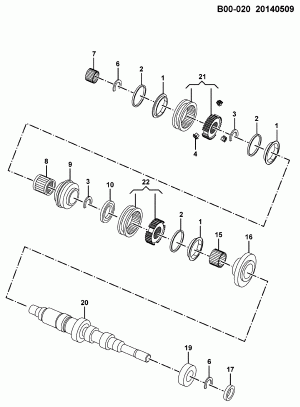 5-SPEED MANUAL TRANSMISSION INPUT SHAFT & GEAR PARTS