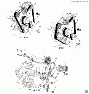 PULLEYS & BELTS-ACCESSORY DRIVE(LB4/4.3Z,L03/5.0H,L05/5.7K, EXC A/C C60)