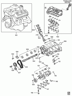 ENGINE ASM-4.3L V6 PART 1 BLOCK & INTERNAL PARTS (LB4/4.3Z, EXC ZR9,Z79)