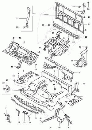 Floor and cab rear panel