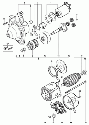 Starter components - Engine LJ6/LLK - Melco/Mitsubishi