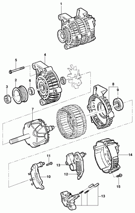 Alternator components - Engine L35/LG3/LW9