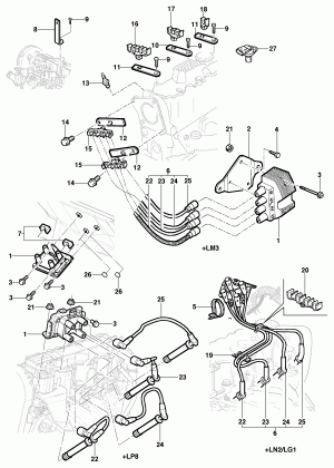 Ignition system ,cables, spark plug, unit - Engine LM3/LN2/LG1/LP8