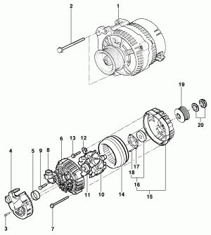 Alternator components - Engine LJ6/LLK/LN2/LG1/LP8