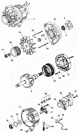 Alternator 55A Bosch - Diesel engine LA5 MWM