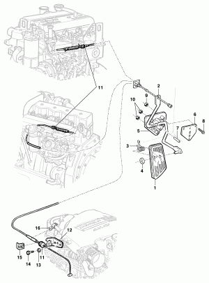 Accelerator pedal and cable
