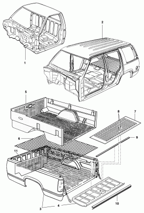 Cabin, body and bucket