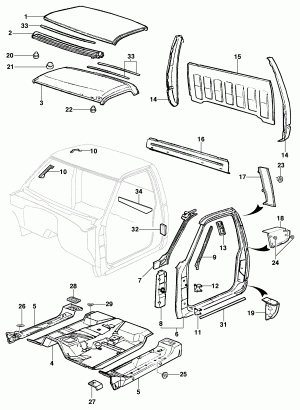 Roof panel, side panel and floor - Pick-up - GMC 6100 - 6150