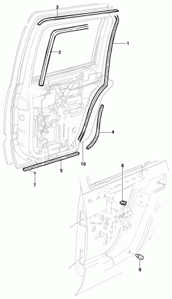 Rear door weatherstrips