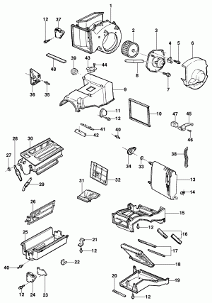 Heater, evaporator and fan modules - components