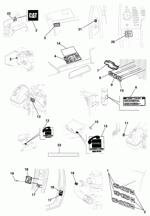 Emblemas-placas e etiquetas dos modelos 12/14/16