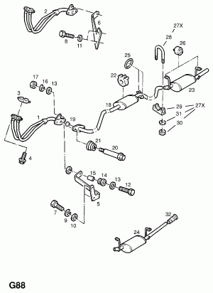 ВЫХЛОПНАЯ ТРУБА, ГЛУШИТЕЛЬ И КАТАЛИТИЧЕСКИЙ НЕЙТРАЛИЗАТОР (ПРОДОЛЖ.)