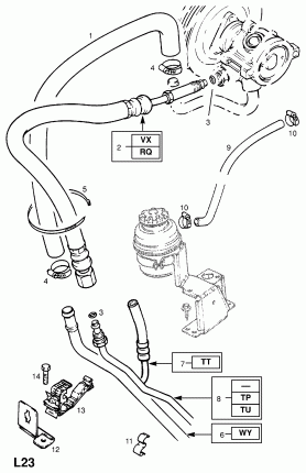 ТРУБИ И ШЛАНГИ РУЛЕВОГО ПРИВОДА С УСИЛИТЕЛЕМ