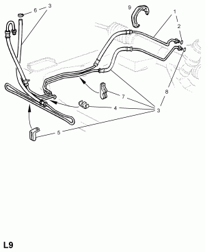 ШЛАНГИ И ТРУБКИ РУЛЕВОГО ПРИВОДА С УСИЛИТЕЛЕМ (ПРОДОЛЖ.)