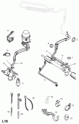 ШЛАНГИ И ТРУБКИ РУЛЕВОГО ПРИВОДА С УСИЛИТЕЛЕМ (ПРОДОЛЖ.)