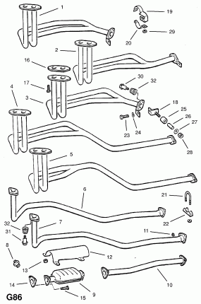 ВЫХЛОПНАЯ ТРУБА, ГЛУШИТЕЛЬ И КАТАЛИТИЧЕСКИЙ НЕЙТРАЛИЗАТОР (ПРОДОЛЖ.)