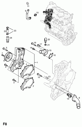 ТЕРМОСТАТ, КОРПУС И ВЫПУСКНОЙ ВОДЯНОЙ КАНАЛ