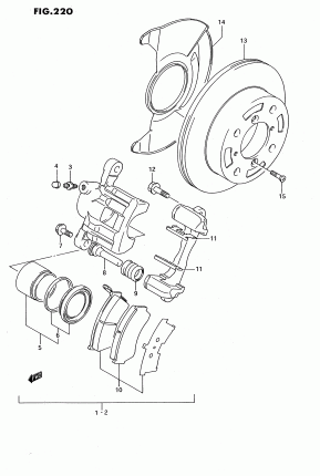 FRONT BRAKE CALIPER (GL, GS, SDX, GLX:SEE NOTE)