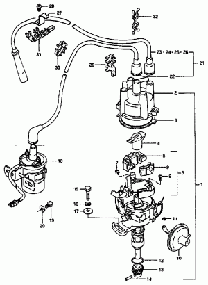 DISTRIBUTOR (E18, E22, E25, E39:W/CATALYZER)