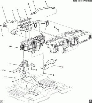 AIR DISTRIBUTION SYSTEM/FRONT DUCTS (C42,C67, EXC UPLEVEL TRIM SLT)